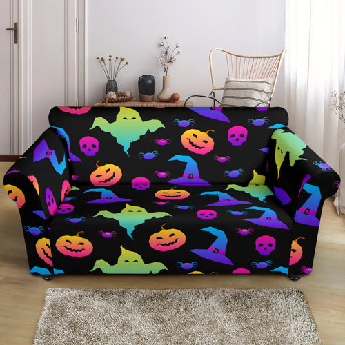 Colorful Halloween Background Loveseat Couch Slipcover