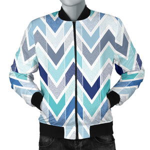 Zigzag  Chevron Blue Pattern Men'S Bomber Jacket