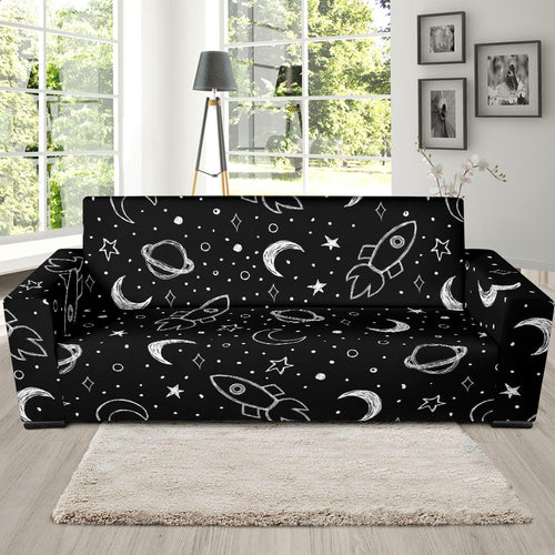 Hand Drawn Space Rocket Star Planet Sofa Slipcover