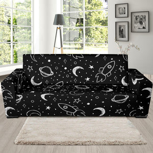 Hand Drawn Space Rocket Star Planet Sofa Slipcover