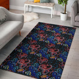 Octopus Sea Wave Tropical Fishe Pattern Area Rug