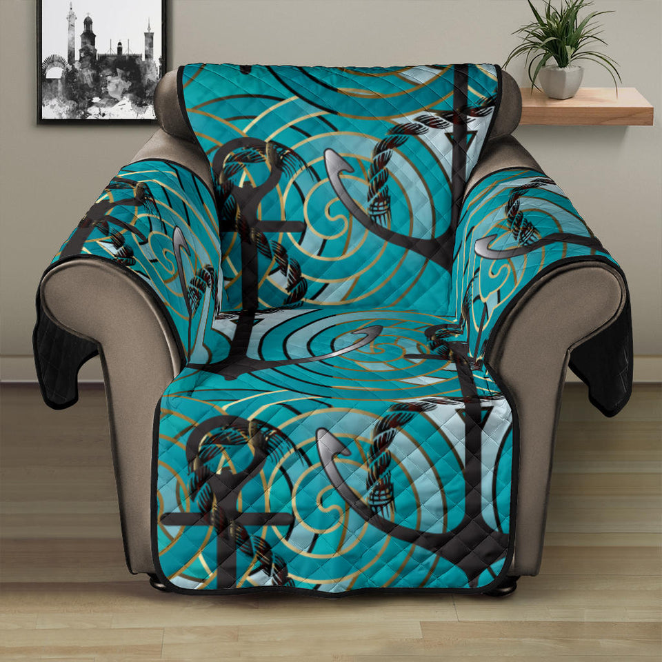 Anchor nautical green background Recliner Cover Protector
