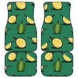 Durian Pattern Green Background Front And Back Car Mats