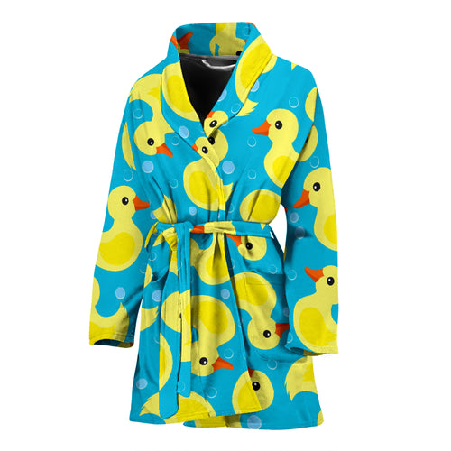 Duck Toy Pattern Print Design 04 Women's Bathrobe