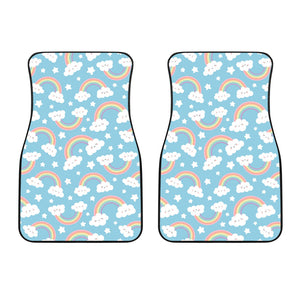 Cute Rainbow Clound Star Pattern Blue Background Front Car Mats