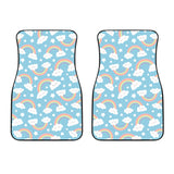 Cute Rainbow Clound Star Pattern Blue Background Front Car Mats