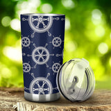 Nautical Steering Wheel Design Pattern Tumbler