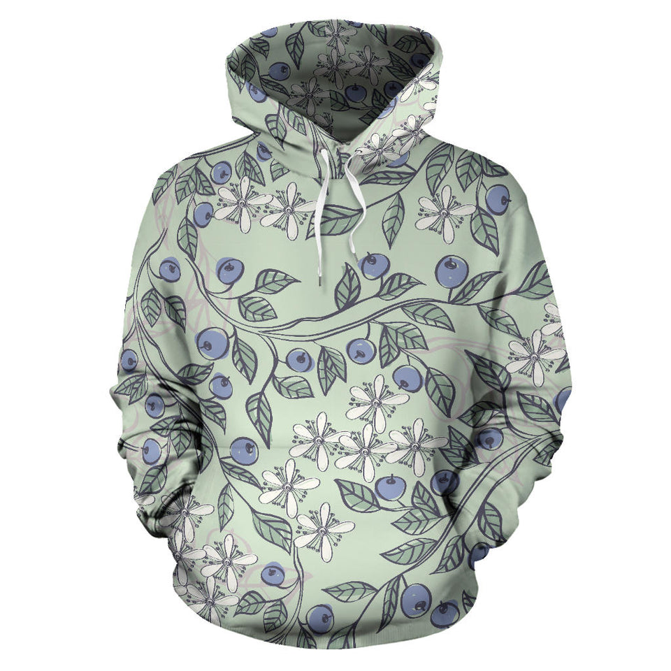Hand Drawn Blueberry Pattern Men Women Pullover Hoodie