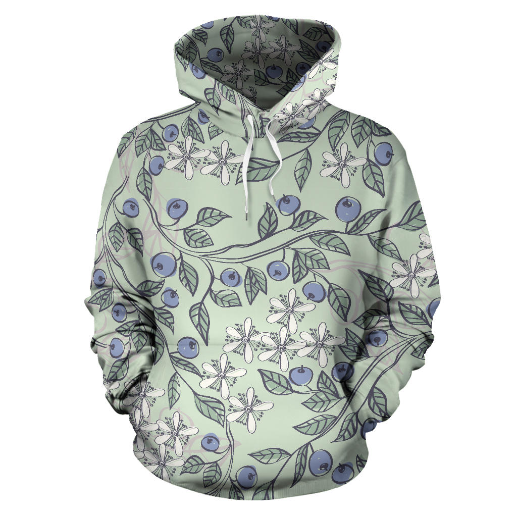 Hand Drawn Blueberry Pattern Men Women Pullover Hoodie