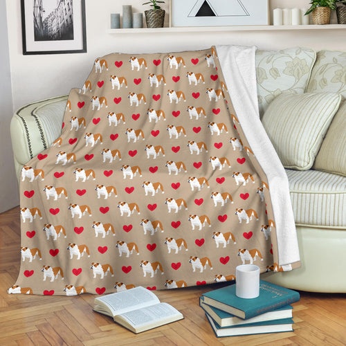 English Bulldog Pattern Print Design 05 Premium Blanket