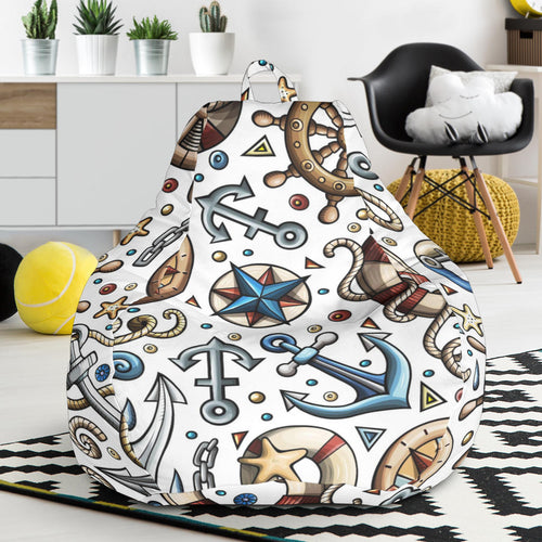 Cute Nautical Steering Wheel Anchor Pattern Bean Bag Cover