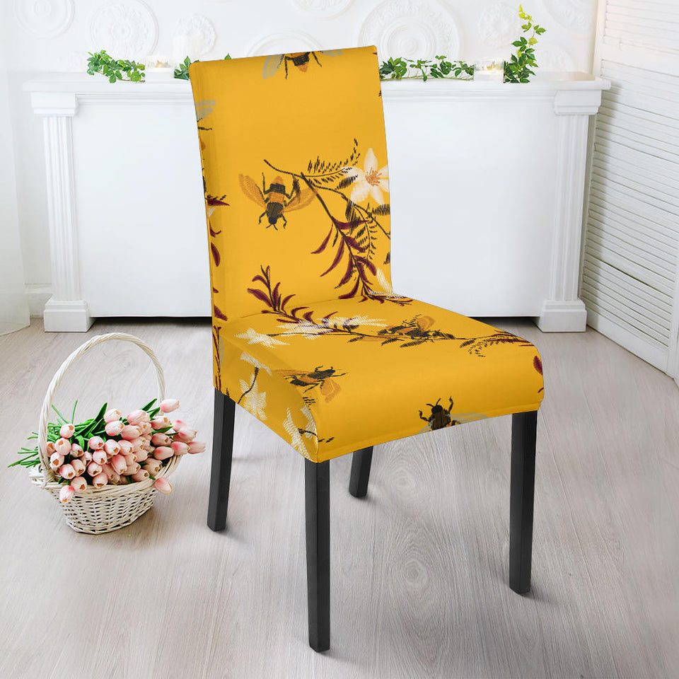 Bee Flower Pattern Dining Chair Slipcover