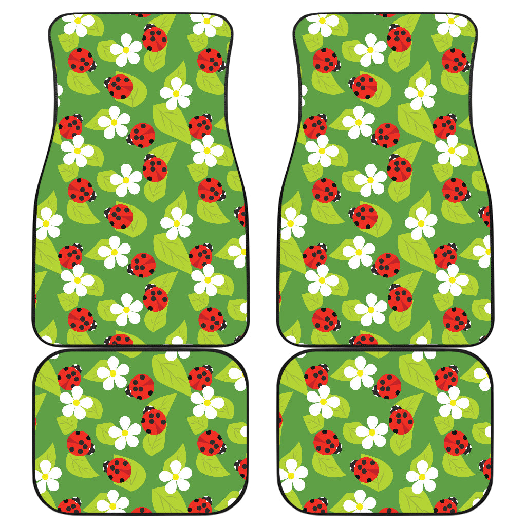 Ladybug Pattern Print Design 01 Front and Back Car Mats