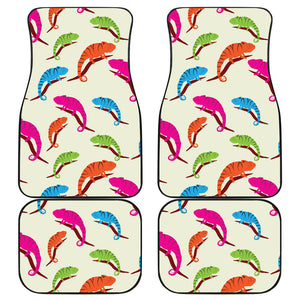 Colorful Chameleon Lizard Pattern Front And Back Car Mats