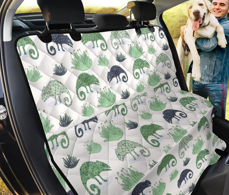 Chameleon Lizard Succulent Plant Pattern Dog Car Seat Covers