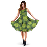 Hop Patternn Hop Cone Background Sleeveless Midi Dress