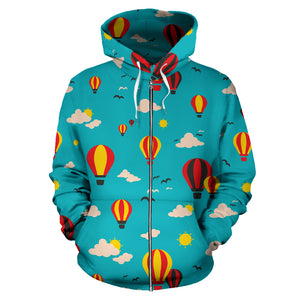 Hot Air Balloon Sky Pattern Zip Up Hoodie