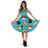 Cute Sushi Pattern Sleeveless Midi Dress