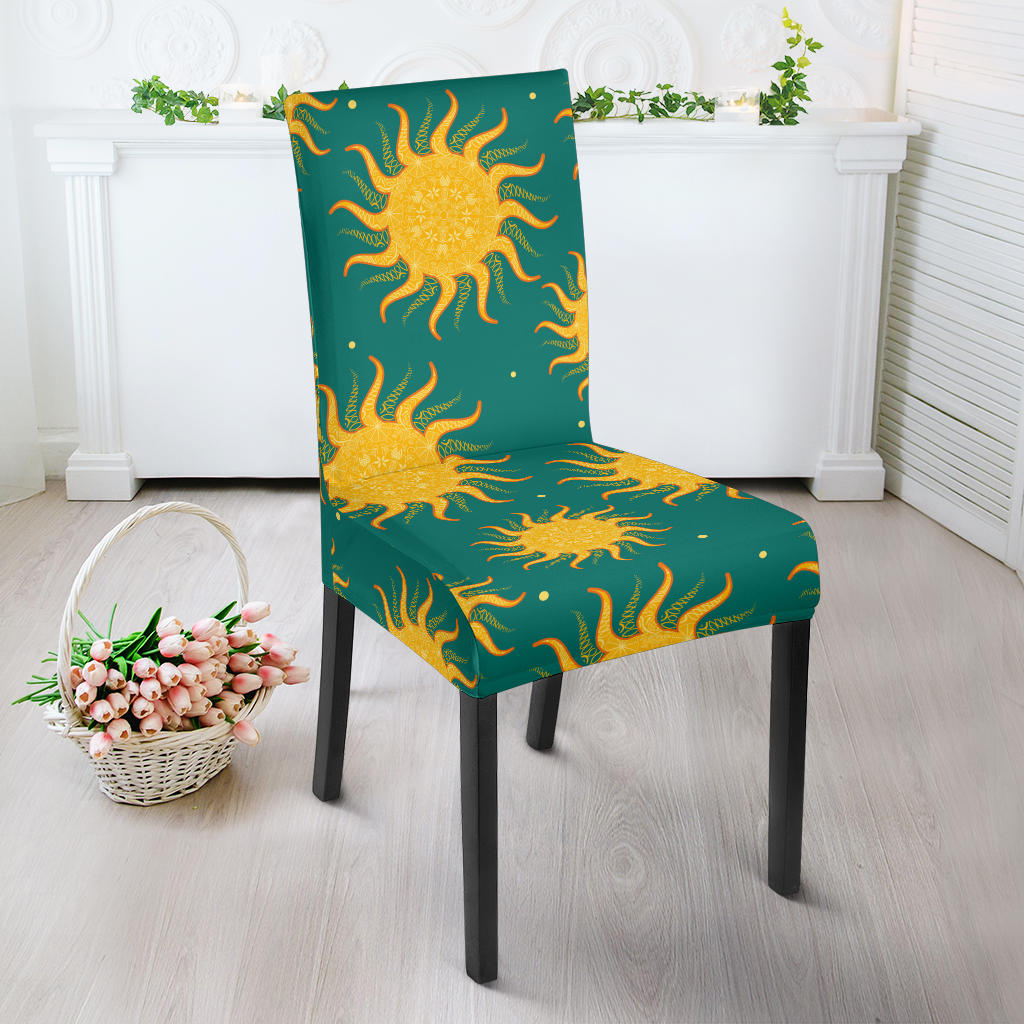 Sun Green Background Dining Chair Slipcover
