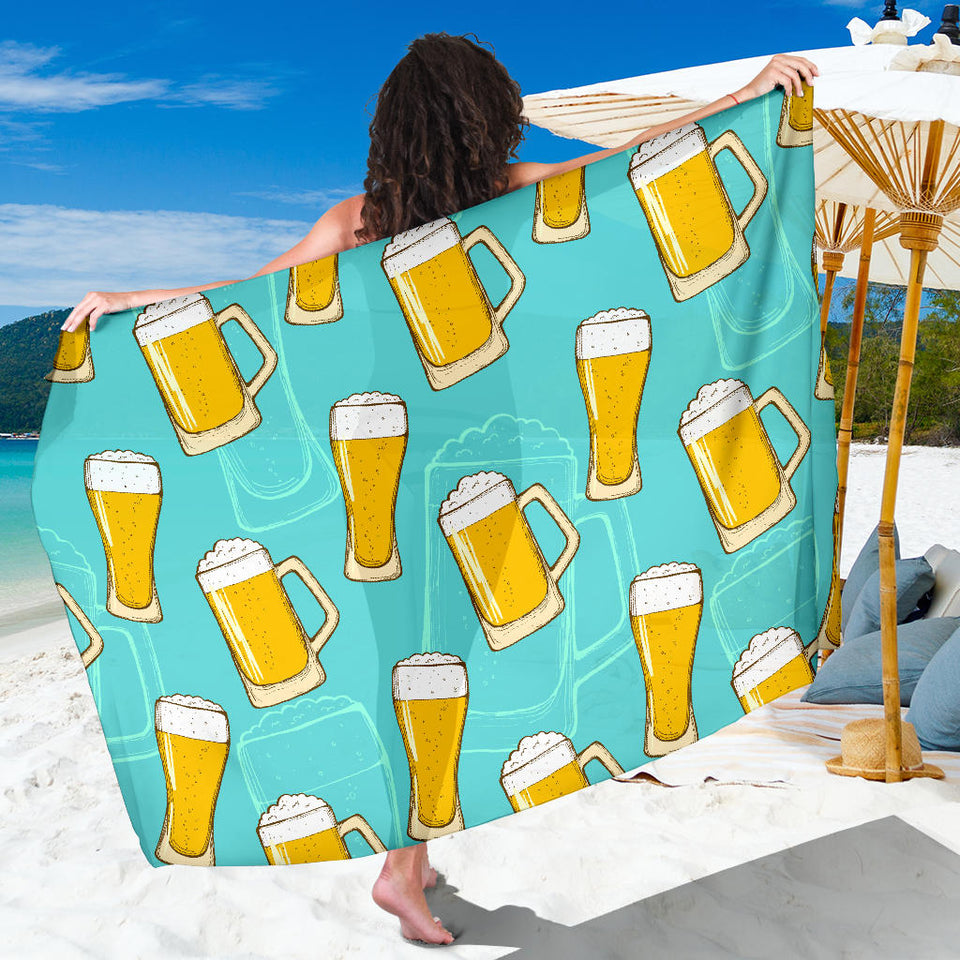 Beer Pattern Green Background Sarong