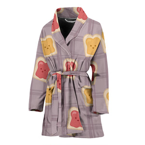 Bread Toast Pattern Print Design 05 Women's Bathrobe
