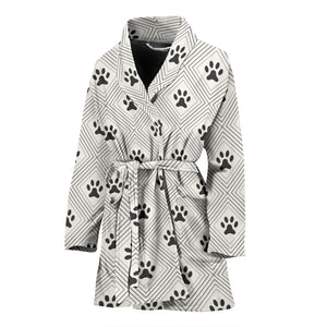 Dog Paws Pattern Print Design 03 Women's Bathrobe