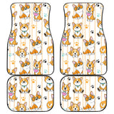 Cute Dog Corgi Striped Background Pattern Front And Back Car Mats