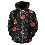 Fox Sleeping Fox Pattern Zip Up Hoodie