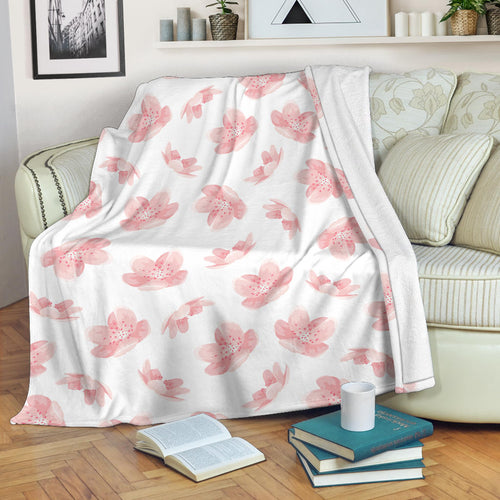 Pink Sakura Cherry Blossom Pattern Premium Blanket