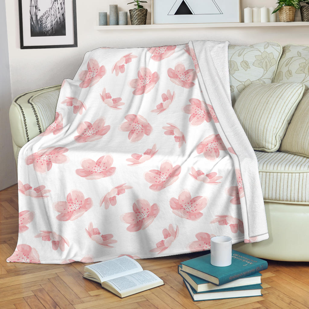 Pink Sakura Cherry Blossom Pattern Premium Blanket