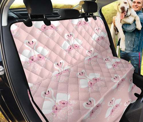 White Swan And Flower Love Pattern Dog Car Seat Covers