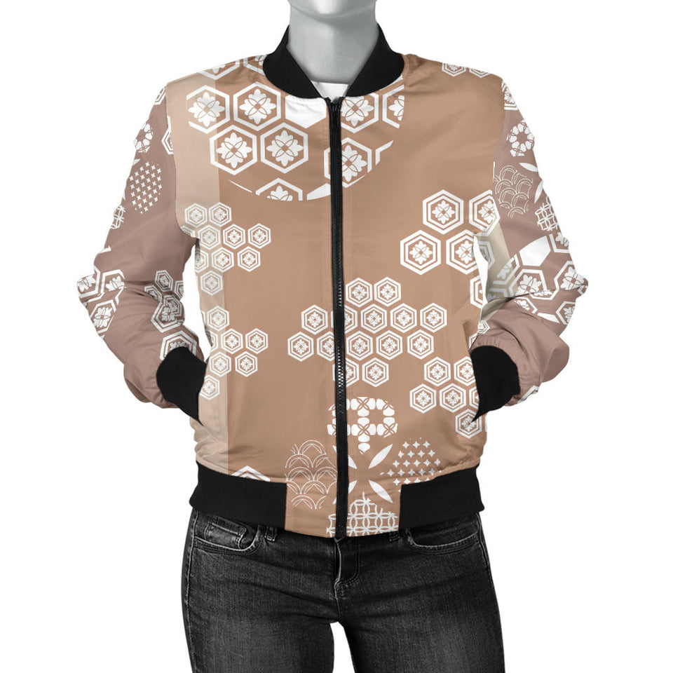 Beautiful Hexagon Japanese  Pattern Women'S Bomber Jacket