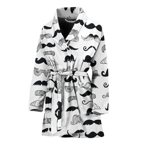 Mustache Beard Pattern Print Design 04 Women's Bathrobe