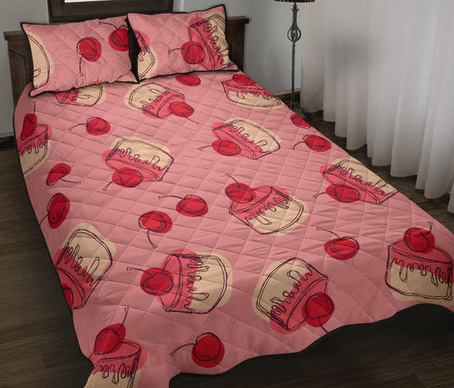 Cake cherry pattern Quilt Bed Set
