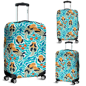 Cute Sea Otters Fishe Sea Urchin Pattern Luggage Covers