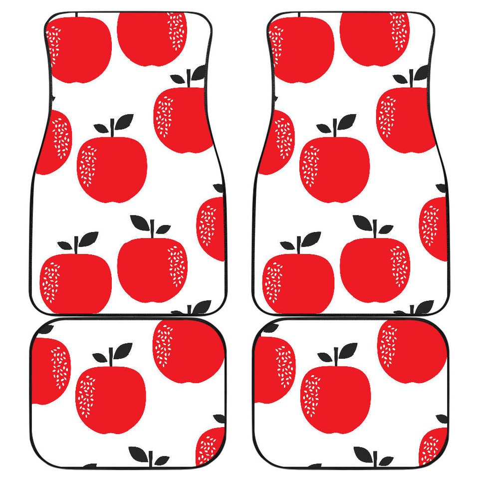 Red Apples White Background Front And Back Car Mats