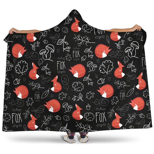 Fox Sleeping Fox Pattern Hooded Blanket