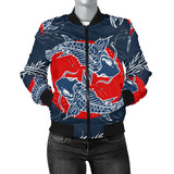 Koi Fish Carp Fishs Hand Drawn Japanese Art Women'S Bomber Jacket
