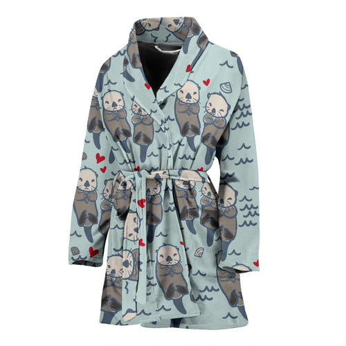 Lovely Sea Otter Pattern Women'S Bathrobe