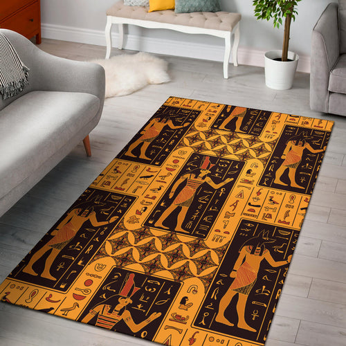 Egypt Hieroglyphics Pattern Print Design 05 Area Rug