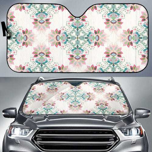 Square Floral Indian Flower Pattern Car Sun Shade