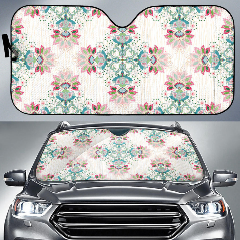 Square Floral Indian Flower Pattern Car Sun Shade