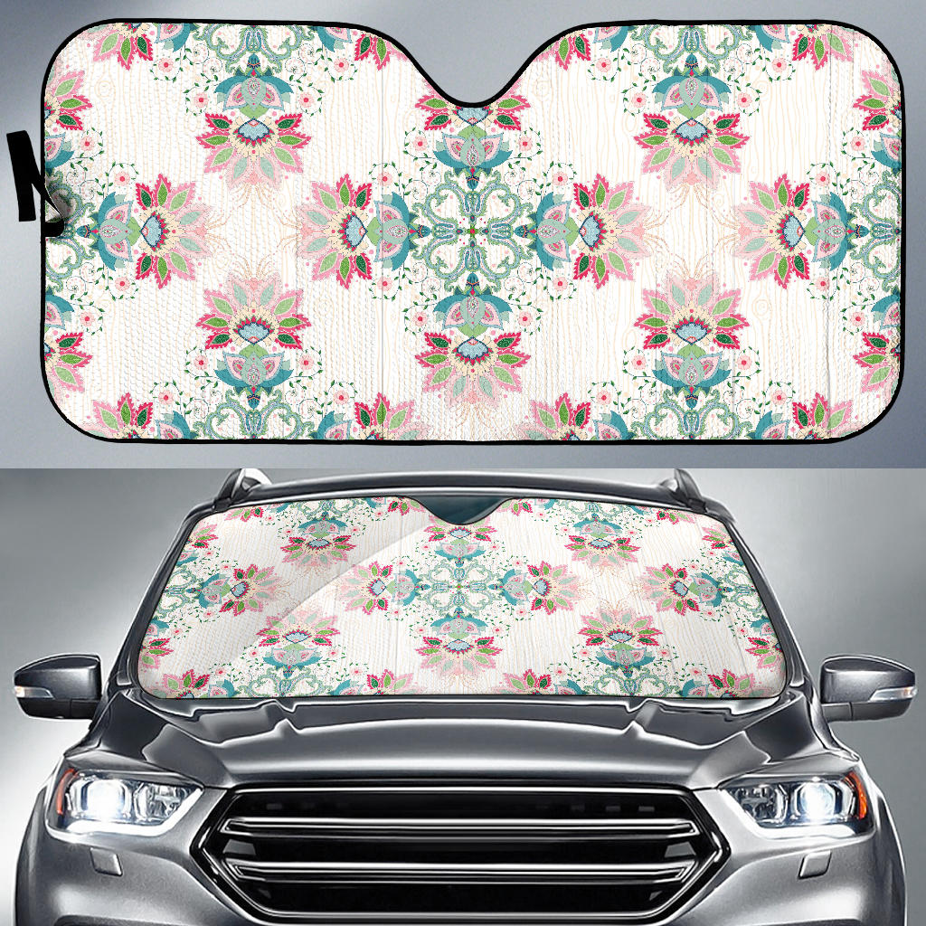 Square Floral Indian Flower Pattern Car Sun Shade