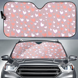 Coral White Heart Pattern Car Sun Shade