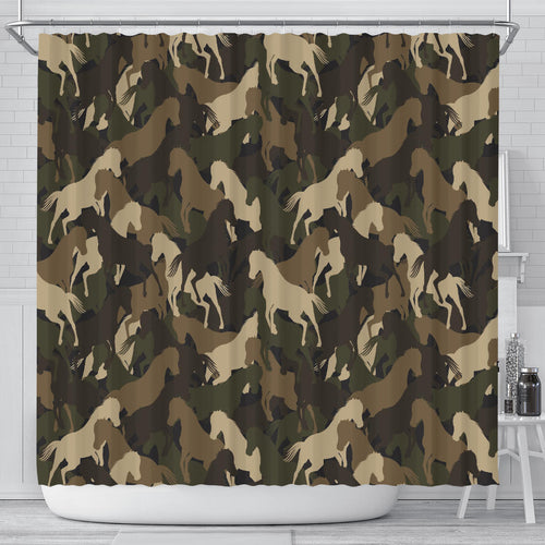 Horse Camouflage Pattern Shower Curtain Fulfilled In US