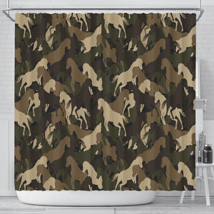 Horse Camouflage Pattern Shower Curtain Fulfilled In US