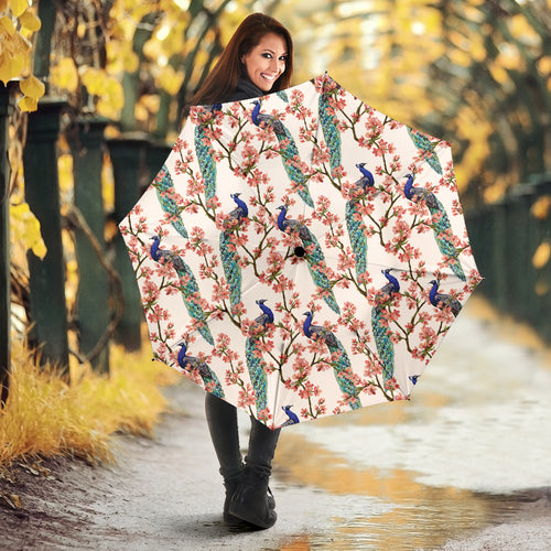 Peacock Tropical Flower Pattern Umbrella