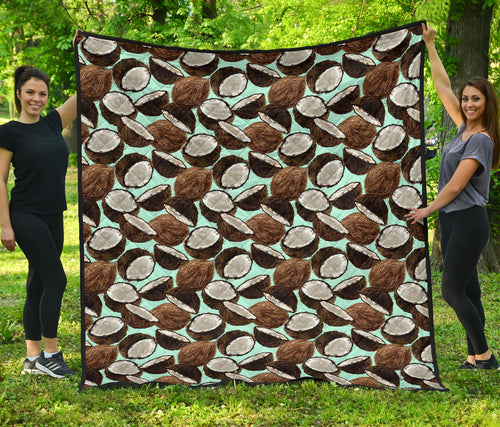 Coconut Pattern Print Design 03 Premium Quilt