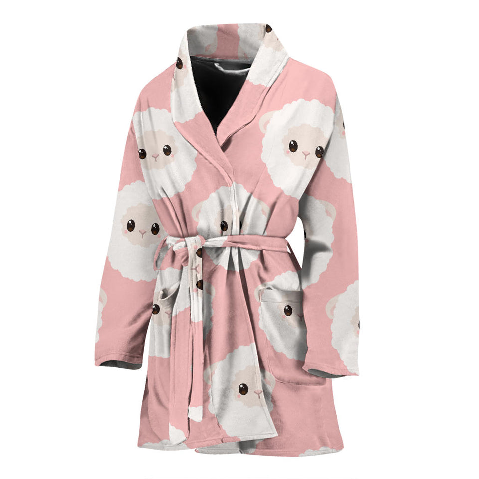 Cute Sheep Pattern Women'S Bathrobe