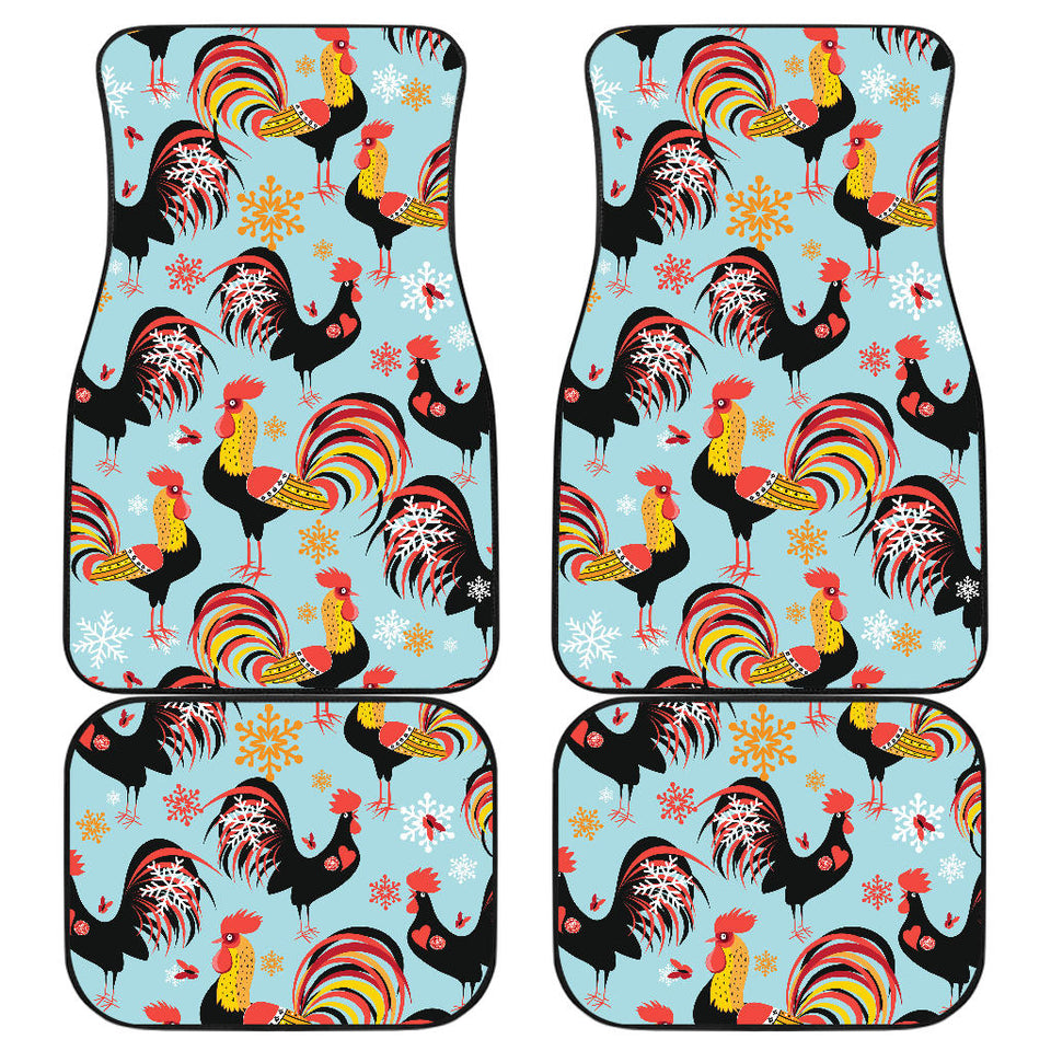 Rooster Chicken Cock Snowfalke Front And Back Car Mats